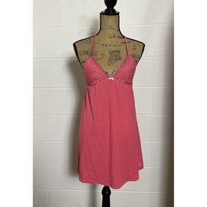 VTG Victoria's Secret Lingerie Small Pink Lace Halter Babydoll Slip Y2K Coquette